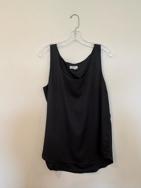 Katherine Barclay Black Cowl Neck Sleeveless Blouse Size L Elegant Work Top